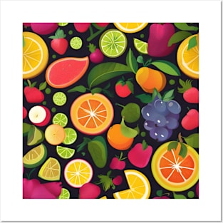 Colourful fruits drawing Posters and Art